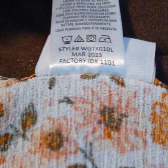 Little Lass Orange and Blue Blouse with Ruffle Detail - Picture 10 of 10